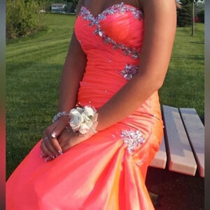 𝅺MORI Lee Coral Pink Prom Dress